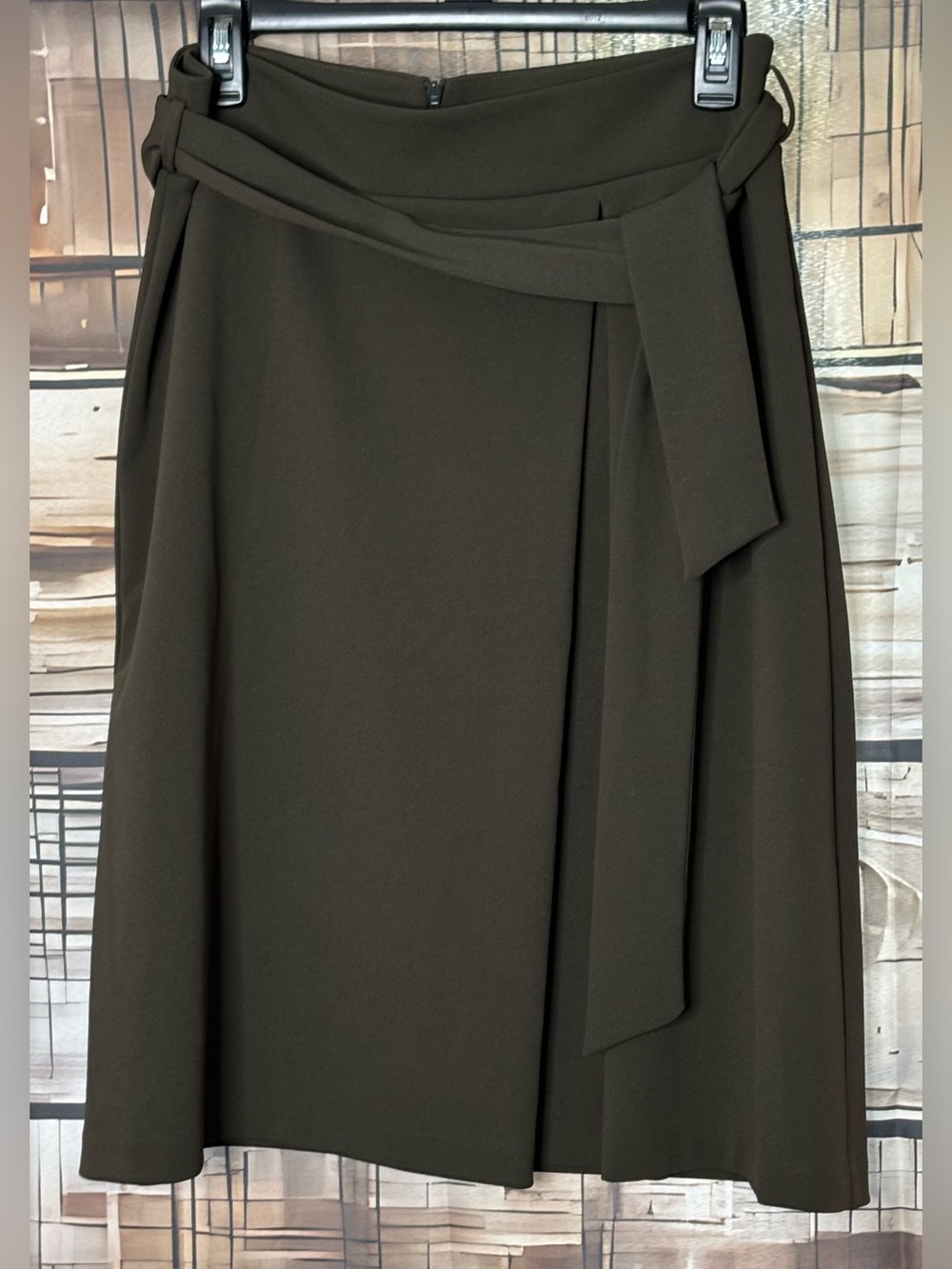 Worthington JCPenney NWT Dark Spruce Olive Tie Waist A Line Skirt 10